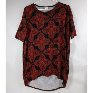 NWT Lularoe Irma Tunic Black With Orange Victorian Designs Size XXS